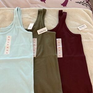 Old Navy Women's Ribbed Tank Top - Light Blue, Olive, Burgundy
